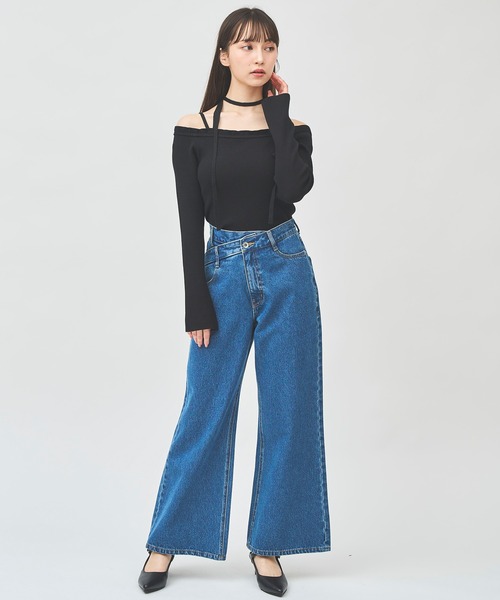 31 Sons de mode（トランテアン　ソン　ドゥ　モード）の「ウエストデザインデニムワイドパンツ（デニムパンツ・レディース・ブルー/サックスブルー・38/36）」の15枚目の写真