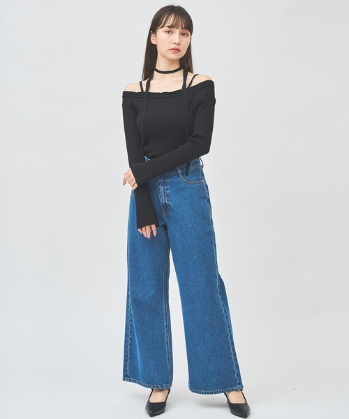 31 Sons de mode（トランテアン　ソン　ドゥ　モード）の「ウエストデザインデニムワイドパンツ（デニムパンツ・レディース・ブルー/サックスブルー・38/36）」の16枚目の写真