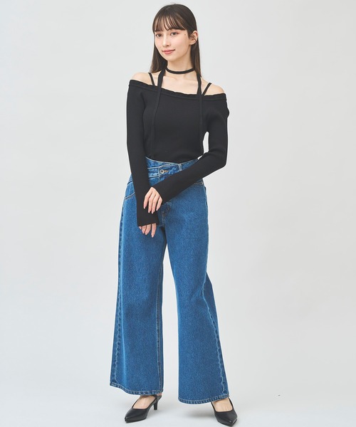 31 Sons de mode（トランテアン　ソン　ドゥ　モード）の「ウエストデザインデニムワイドパンツ（デニムパンツ・レディース・ブルー/サックスブルー・38/36）」の17枚目の写真