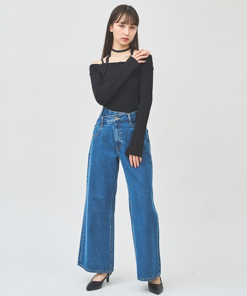 31 Sons de mode（トランテアン　ソン　ドゥ　モード）の「ウエストデザインデニムワイドパンツ（デニムパンツ・レディース・ブルー/サックスブルー・38/36）」の18枚目の写真