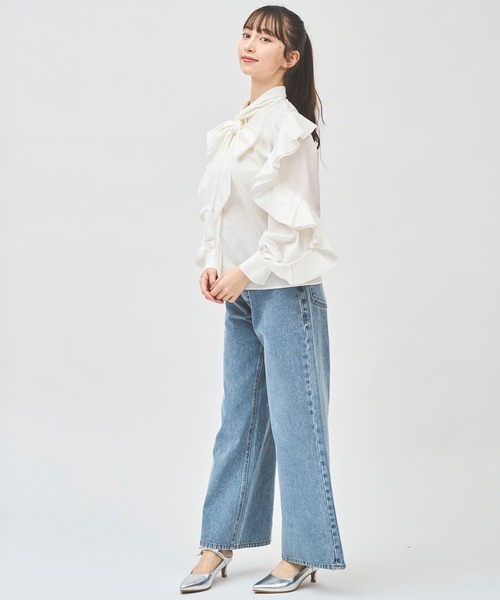 31 Sons de mode（トランテアン　ソン　ドゥ　モード）の「ウエストデザインデニムワイドパンツ（デニムパンツ・レディース・ブルー/サックスブルー・38/36）」の14枚目の写真