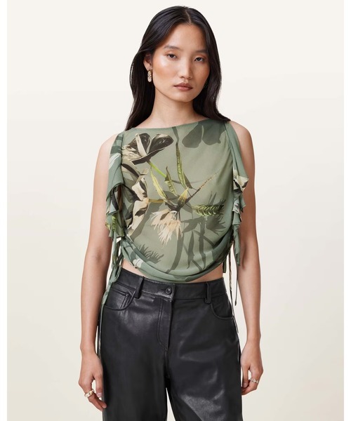 ALLSAINTS(オールセインツ)の「BETTIE FLORAL PRINT ADJUSTABLE DRAWCORD TOP | BETTIE フローラル プリント アジャスタブル ドローコード トップ(その他トップス・レディース・グリーン系その他・6/8/4)」の3枚目の写真
