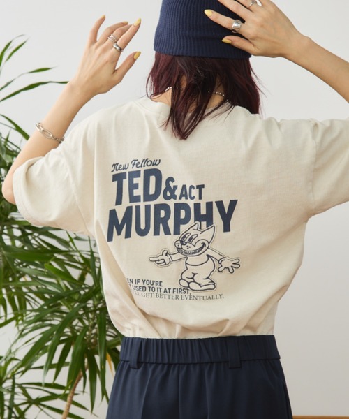 Auntie Rosa Holiday(アンティローザホリデー)の「ヴィンテージライクワッペンプリントロゴTEE(Tシャツ/カットソー・レディース・チャコールグレー/ナチュラル/ブルー・FREE)」の1枚目の写真
