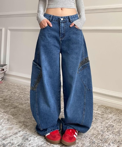 lilful(リルフル)の「レオパード柄 バレルレッグ ワイドカーブデニムパンツ(デニムパンツ・レディース・ブラック/ブルー・S/M)」の16枚目の写真