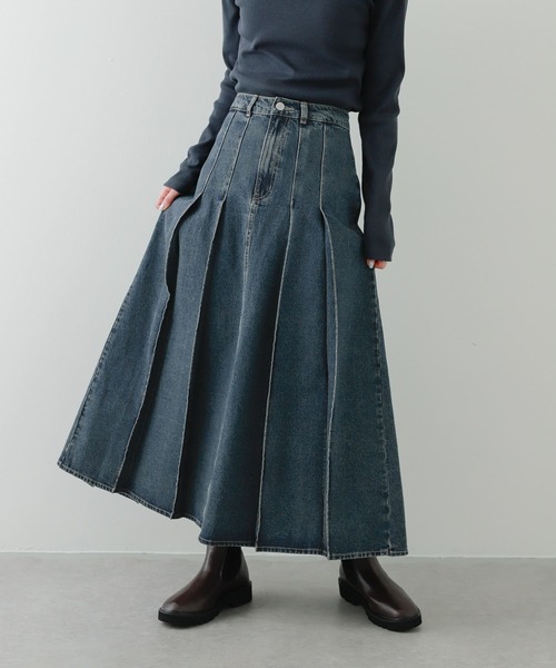 SENSE OF PLACE by URBAN RESEARCH（センスオブプレイスバイアーバンリサーチ）の「プリーツデニムスカート（デニムスカート・レディース・ライトインディゴブルー/インディゴブルー・MEDIUM/SMALL）」の10枚目の写真