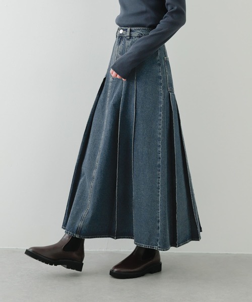 SENSE OF PLACE by URBAN RESEARCH（センスオブプレイスバイアーバンリサーチ）の「プリーツデニムスカート（デニムスカート・レディース・ライトインディゴブルー/インディゴブルー・MEDIUM/SMALL）」の11枚目の写真