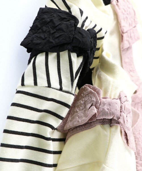 BRANSHES（ブランシェス）の「肩リボンドッキング長袖ワンピース（ワンピース・キッズ・ピンク/ブラック・150/140/130/80/120/110/100/90）」の4枚目の写真