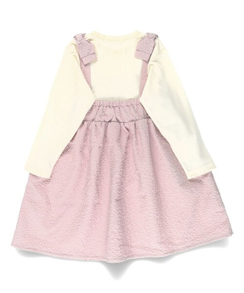 BRANSHES（ブランシェス）の「肩リボンドッキング長袖ワンピース（ワンピース・キッズ・ピンク/ブラック・150/140/130/80/120/110/100/90）」の9枚目の写真