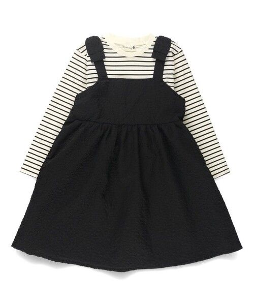 BRANSHES（ブランシェス）の「肩リボンドッキング長袖ワンピース（ワンピース・キッズ・ピンク/ブラック・150/140/130/80/120/110/100/90）」の10枚目の写真