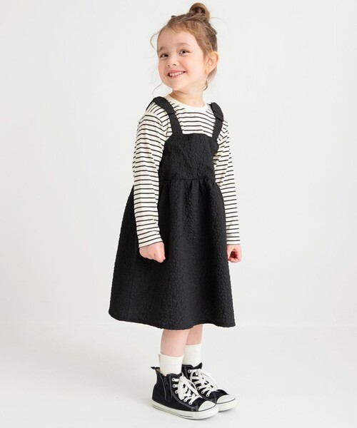 BRANSHES（ブランシェス）の「肩リボンドッキング長袖ワンピース（ワンピース・キッズ・ピンク/ブラック・150/140/130/80/120/110/100/90）」の11枚目の写真