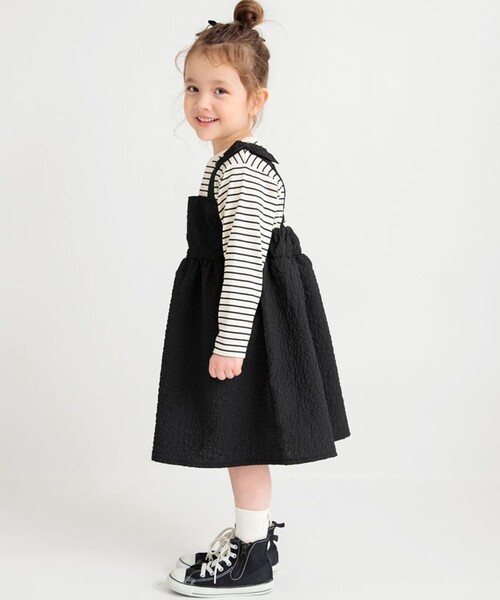 BRANSHES（ブランシェス）の「肩リボンドッキング長袖ワンピース（ワンピース・キッズ・ピンク/ブラック・150/140/130/80/120/110/100/90）」の13枚目の写真