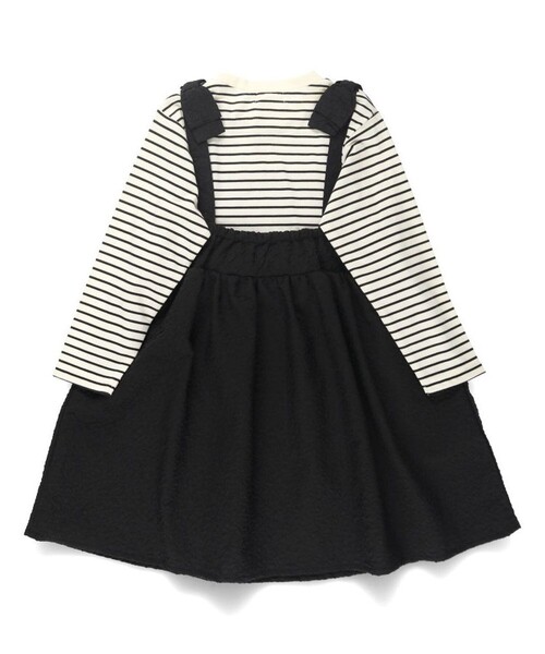 BRANSHES（ブランシェス）の「肩リボンドッキング長袖ワンピース（ワンピース・キッズ・ピンク/ブラック・150/140/130/80/120/110/100/90）」の16枚目の写真