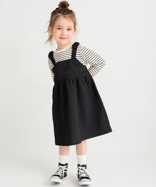 BRANSHES（ブランシェス）の「肩リボンドッキング長袖ワンピース（ワンピース・キッズ・ピンク/ブラック・150/140/130/80/120/110/100/90）」の17枚目の写真