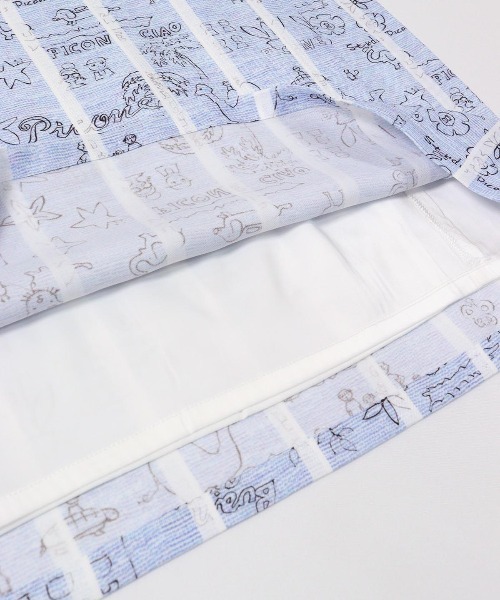 新品✳︎スタジオピッコーネストライプ柄プルオーバーチュニックワンピース38 ストライプ×総柄ワンピース（ワンピース）｜STUDIO PICONE