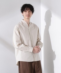 ★美品 NANO universe ナノユニバース ベージュ 長袖 ブラウス S NANO universe（ナノユニバース）の「スクエアカラーシャツ
