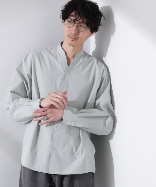 セール】「大人のワイドシャツ」バンドカラー 長袖（シャツ/ブラウス