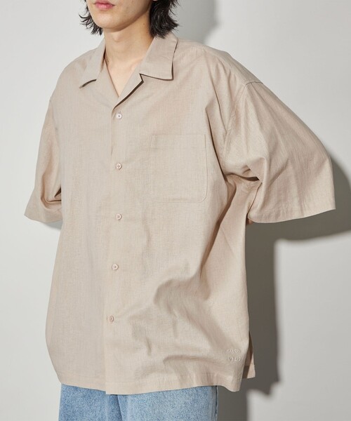 CITEN（シテン）の「＜CITEN＞リネンコットンオープンカラーシャツ（シャツ/ブラウス・メンズ・ベージュ/ネイビー/ライム/ブラック/ライトピンク/ライラック・M/L）」の3枚目の写真