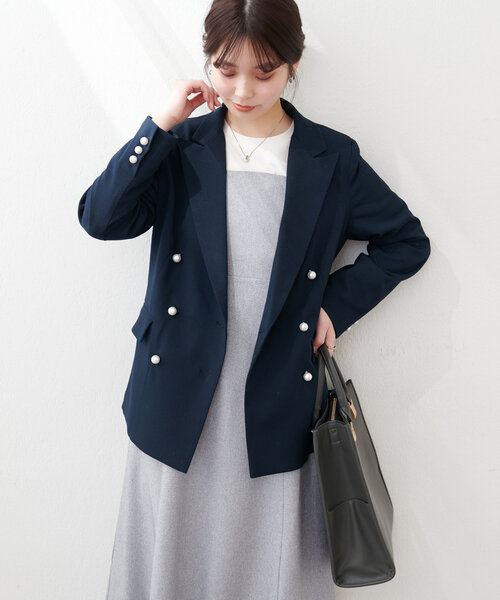 natural couture（ナチュラルクチュール）の「【WEB限定】osonoパール釦テーラードジャケット（その他アウター・レディース・キャメル/ネイビー/ベージュ・FREE）」の15枚目の写真