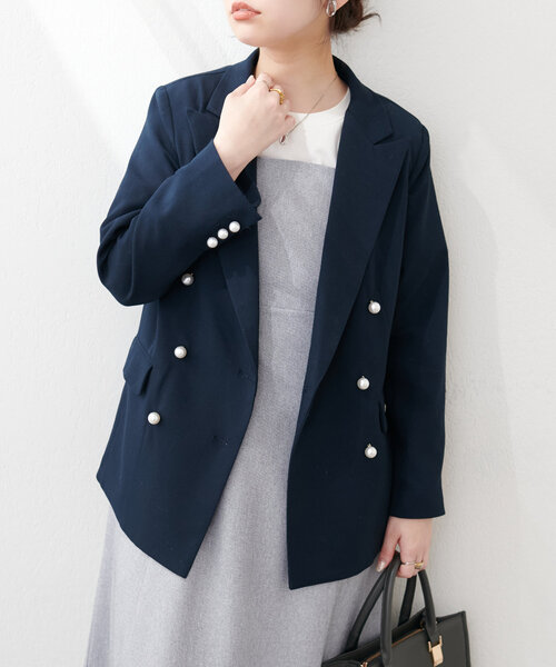natural couture（ナチュラルクチュール）の「【WEB限定】osonoパール釦テーラードジャケット（その他アウター・レディース・キャメル/ネイビー/ベージュ・FREE）」の16枚目の写真