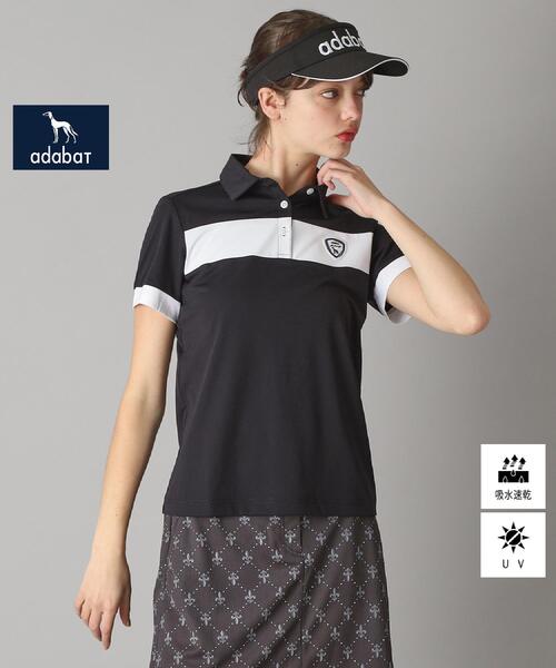 adabat（アダバット）の「【新レーベル ADABAT NAVY】UVカット/吸水速乾 カラーブロックポロシャツ（ポロシャツ・レディース・ブラック/ホワイト・42/36/40/38）」の2枚目の写真