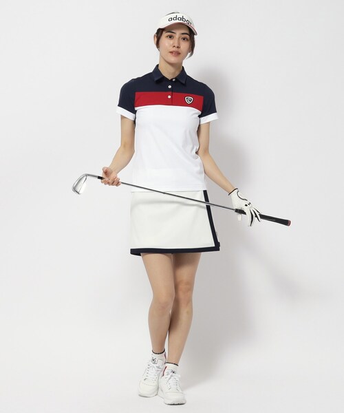 adabat（アダバット）の「【新レーベル ADABAT NAVY】UVカット/吸水速乾 カラーブロックポロシャツ（ポロシャツ・レディース・ブラック/ホワイト・42/36/40/38）」の9枚目の写真