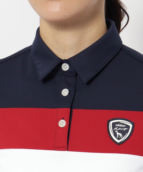 【新レーベル ADABAT NAVY】UVカット吸水速乾 カラーブロックポロシャツ 新レーベル ADABAT NAVY】UVカット/吸水速乾 カラーブロック