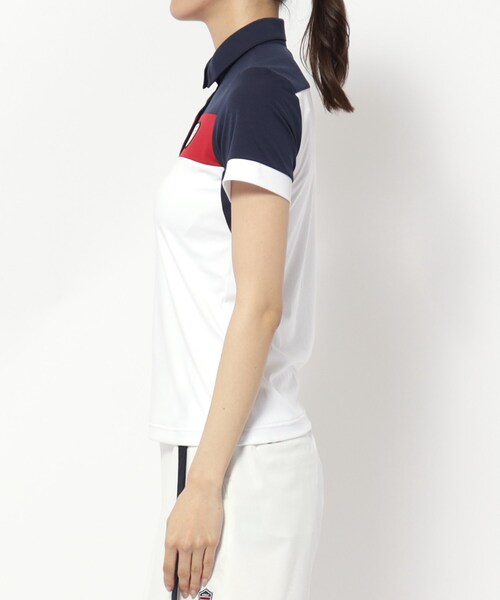 adabat（アダバット）の「【新レーベル ADABAT NAVY】UVカット/吸水速乾 カラーブロックポロシャツ（ポロシャツ・レディース・ブラック/ホワイト・42/36/40/38）」の16枚目の写真
