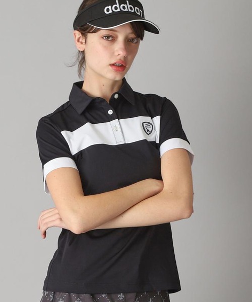 adabat（アダバット）の「【新レーベル ADABAT NAVY】UVカット/吸水速乾 カラーブロックポロシャツ（ポロシャツ・レディース・ブラック/ホワイト・42/36/40/38）」の2枚目の写真