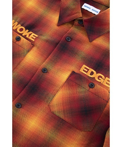 WOKE EDGE（ウォークエッジ）の「ロングスリーブ｜Ombre Shadow Check Shirt｜WOKE EDGE（シャツ/ブラウス・メンズ・ブルー/レッド・M/L/XL）」の6枚目の写真