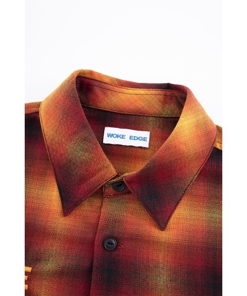 WOKE EDGE（ウォークエッジ）の「ロングスリーブ｜Ombre Shadow Check Shirt｜WOKE EDGE（シャツ/ブラウス・メンズ・ブルー/レッド・M/L/XL）」の11枚目の写真