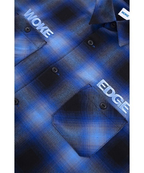 WOKE EDGE（ウォークエッジ）の「ロングスリーブ｜Ombre Shadow Check Shirt｜WOKE EDGE（シャツ/ブラウス・メンズ・ブルー/レッド・M/L/XL）」の13枚目の写真