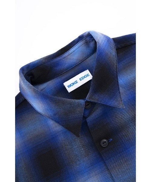 WOKE EDGE（ウォークエッジ）の「ロングスリーブ｜Ombre Shadow Check Shirt｜WOKE EDGE（シャツ/ブラウス・メンズ・ブルー/レッド・M/L/XL）」の19枚目の写真