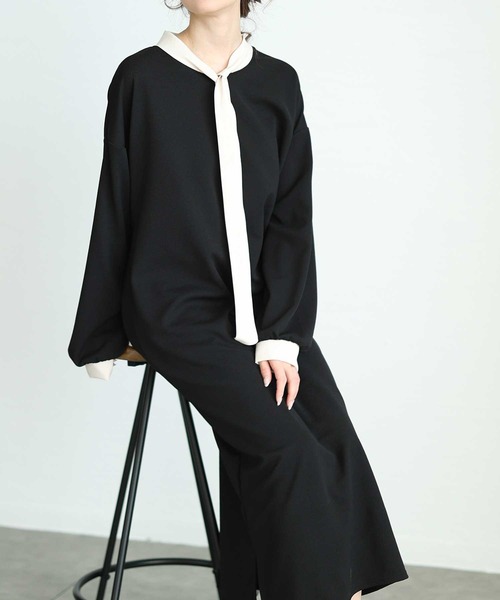 sacai バイカラーボウタイワンピース レディース