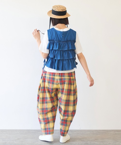 bulle de savon(ビュルデサボン)の「5.5oz denim furifuri ベスト(シャツ/ブラウス・レディース・ブルー/インディゴブルー・FREE)」の10枚目の写真