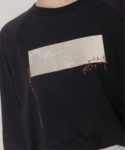 kimiです。3点エイミーロウ 半袖　カットソー 箔バープリント ラグラン プルオーバー（Tシャツ/カットソー