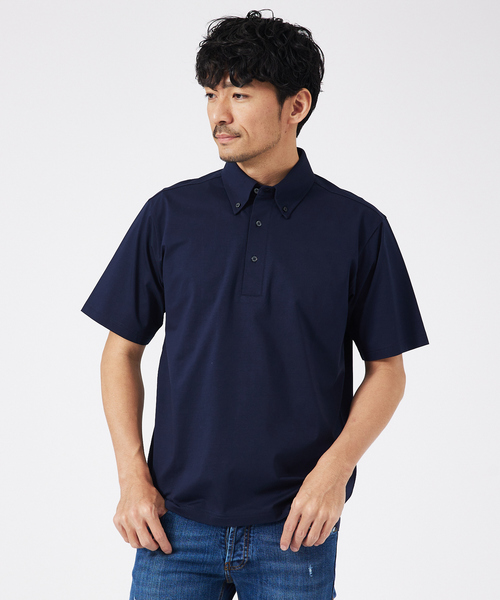 ABAHOUSE GRAY(アバハウスグレイ)の「シルケット天竺 ボタンダウン ポロシャツ(ポロシャツ・メンズ・ネイビー/グリーン/ブラック/グレイッシュベージュ/ホワイト・50/48/46/44)」の5枚目の写真