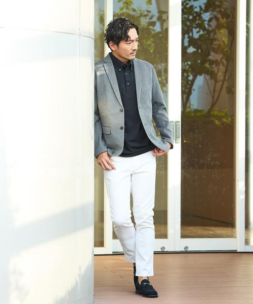 ABAHOUSE GRAY(アバハウスグレイ)の「シルケット天竺 ボタンダウン ポロシャツ(ポロシャツ・メンズ・ネイビー/グリーン/ブラック/グレイッシュベージュ/ホワイト・50/48/46/44)」の18枚目の写真