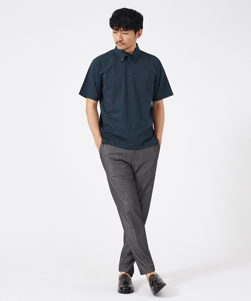 ABAHOUSE GRAY(アバハウスグレイ)の「シルケット天竺 ボタンダウン ポロシャツ(ポロシャツ・メンズ・ネイビー/グリーン/ブラック/グレイッシュベージュ/ホワイト・50/48/46/44)」の12枚目の写真