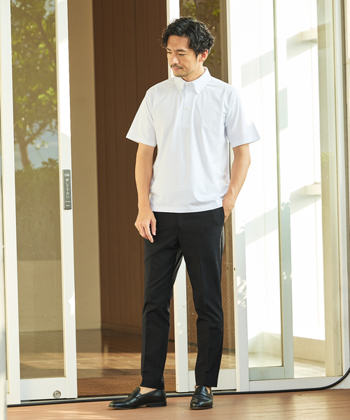 ABAHOUSE GRAY(アバハウスグレイ)の「シルケット天竺 ボタンダウン ポロシャツ(ポロシャツ・メンズ・ネイビー/グリーン/ブラック/グレイッシュベージュ/ホワイト・50/48/46/44)」の10枚目の写真