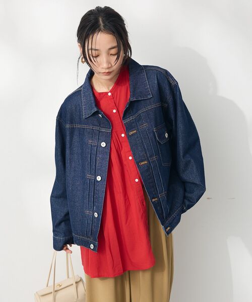 CRAFT STANDARD BOUTIQUE（クラフトスタンダードブティック）の「【ユニセックス】デニムトラッカージャケット1（テーラードジャケット・レディース・ダークインディゴブルー/ブラック・S/M/L）」の5枚目の写真