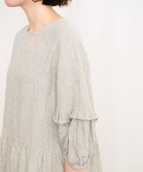 fig London（フィグロンドン）の「LINEN gingham mini dress
