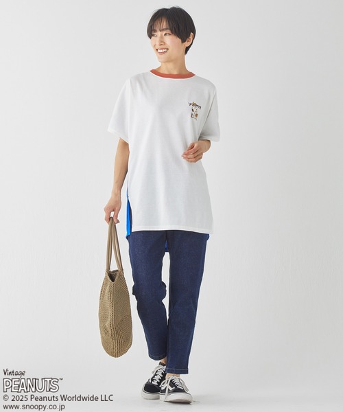 KRIFF MAYER Lady's Collection（クリフメイヤーレディースコレクション）の「【接触冷感・吸水速乾】スヌーピードルマンチュニック（Tシャツ/カットソー・レディース・レッド/カラフル/オフホワイト/ブルー/ブラック・MEDIUM/LARGE）」の6枚目の写真