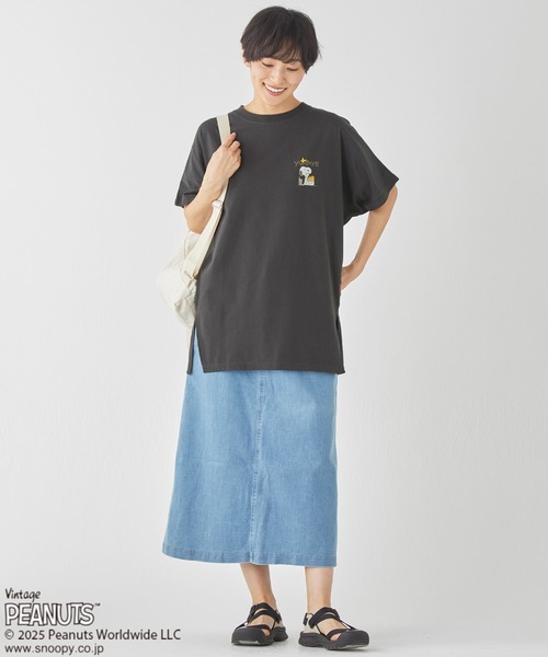 KRIFF MAYER Lady's Collection（クリフメイヤーレディースコレクション）の「【接触冷感・吸水速乾】スヌーピードルマンチュニック（Tシャツ/カットソー・レディース・レッド/カラフル/オフホワイト/ブルー/ブラック・MEDIUM/LARGE）」の8枚目の写真