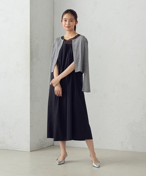 COMME CA ISM(コムサイズム)の「コットンナイロンストレッチタイプライター ノースリーブワンピース(ワンピース・レディース・ブラウン/ベージュ/ブラック・FREE)」の4枚目の写真