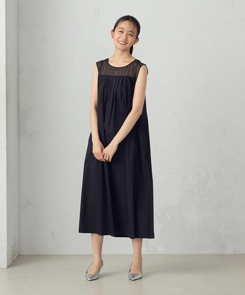 COMME CA ISM(コムサイズム)の「コットンナイロンストレッチタイプライター ノースリーブワンピース(ワンピース・レディース・ブラウン/ベージュ/ブラック・FREE)」の7枚目の写真