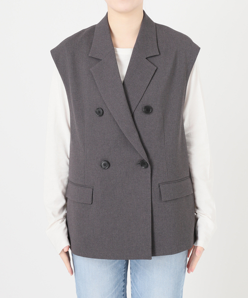 Spick & Span（スピックアンドスパン）の「ドライメランジジレ（ベスト・レディース・ベージュ/チャコールグレー・36/38）」の8枚目の写真