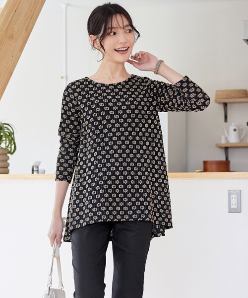 花柄カットレースフレアトップス（Tシャツ/カットソー