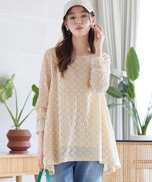 Tiaclasse(ティアクラッセ)の「花柄カットレースフレアトップス(Tシャツ/カットソー・レディース・ブラック系/ブラック/オフホワイト/ベージュ系・XL/XXL)」の12枚目の写真