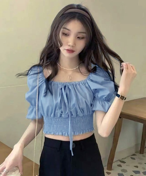 VIBGYOR(ヴィブジョー)の「2WAY リボンパフスリーブ オフショルブラウス(CZ)(シャツ/ブラウス・レディース・ホワイト/ライトブルー・LARGE/MEDIUM)」の15枚目の写真