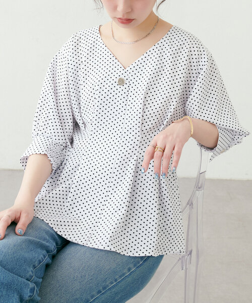 natural couture（ナチュラルクチュール）の「osonoタックデザインペプラム5分袖ブラウス（シャツ/ブラウス・レディース・オフホワイト/その他1/その他2/その他3・FREE）」の22枚目の写真